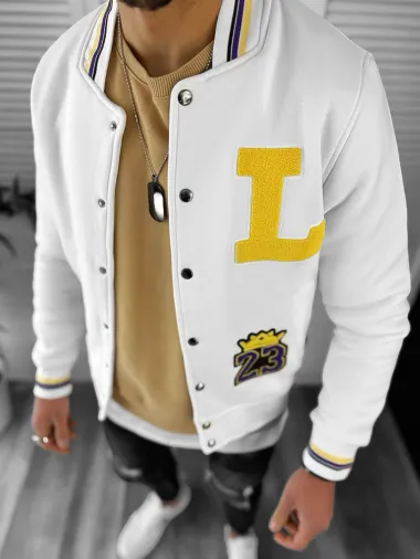 Geaca barbati de toamna cu imprimeu, alba K218 21-4.3